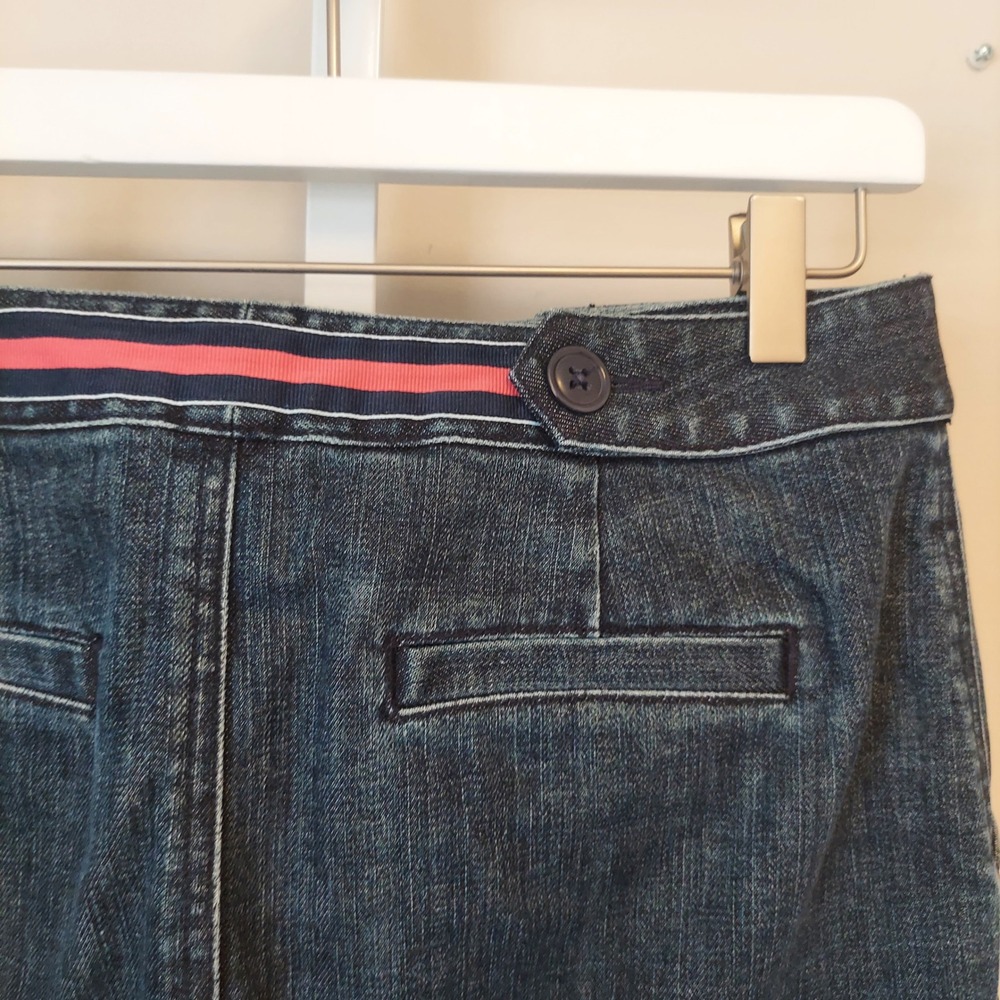 Talbots Womens Denim Skirt Size 10 Dark Wash Stretch Ribbon‎ Accent Preppy 90s - Picture 7 of 7
